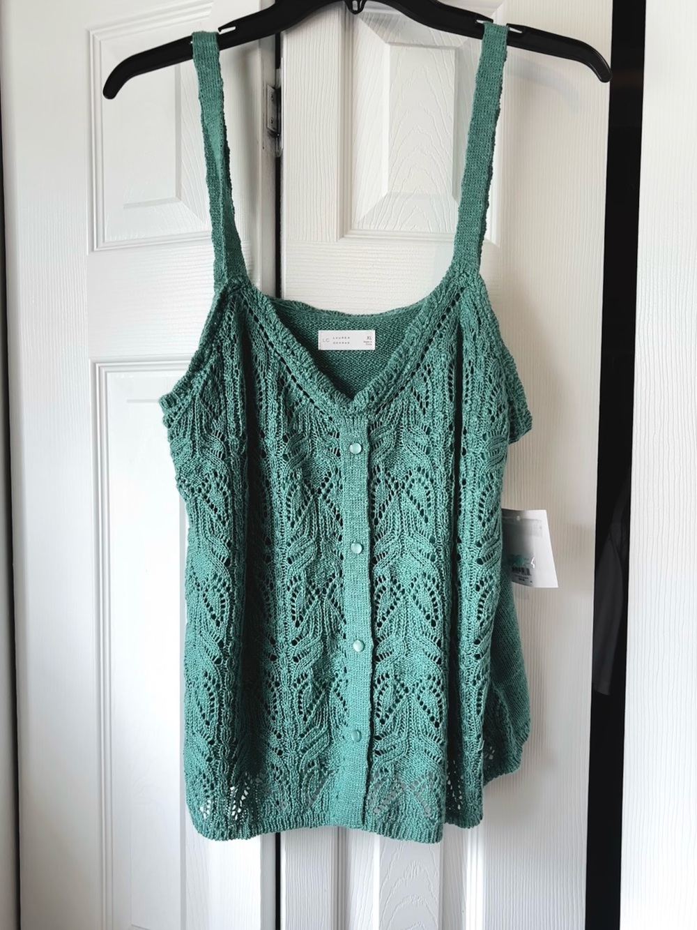 NWT Lauren Conrad Pointelle Knit Tank Top – Size XL Summer Crochet Boho Indie
